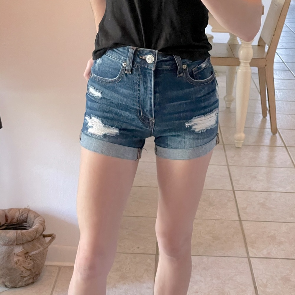High-rise distressed shorts